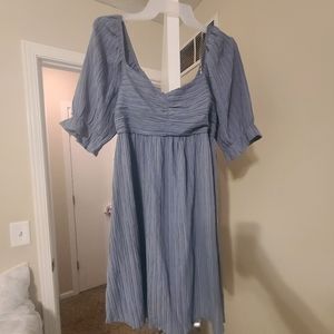 Never worn teal blue baby doll style dress with tie in back